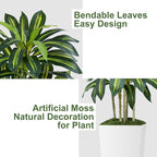 6FT Artificial Dracaena Tree - High-Density Foliage Fake Plant with White Tall Planter - Faux Yucca Floor Plant for Home Office Decor Indoor