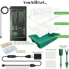 Seed Starter Tray with Grow Light and Heat Mat, Seed Starter Kit with Humidity Dome and Timing Controller, Adjustable Vent and Brightness, Ideal Germination Tray for Seed Starting and Seedling Growing