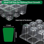 UWIOFF Seed Starter Tray, 12-Pack 144 Cells Seedling Starter Trays, Humidity Adjustable Seed Tray Kit with Dome and Base Greenhouse Grow Trays Mini Propagator for Seeds Growing Starting
