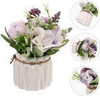VICASKY Artificial Hydrangea Potted Plant Faux Orchid Bonsai Purple Simulated Greenery Home Décor Tabletop Floral Ornament for Living Room Office Decoration