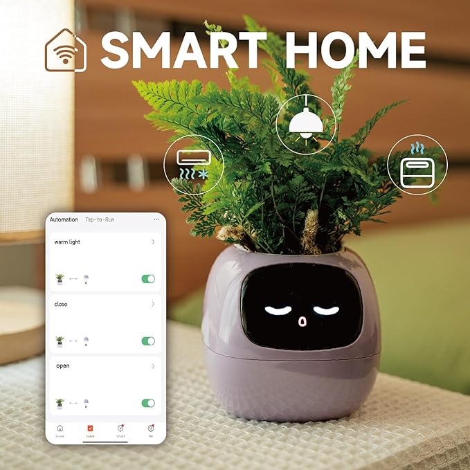 PLANTSIO Smart pet Planter Robot Guidance on Plant Care with Emojis, Adorable Plant Companion with Rich Gesture Interaction, Neat Desk Setup Gift (Yellow)