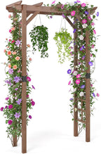 Giantex 7FT Wood Garden Arbor Trellis, Wooden Wedding Arch for Ceremony Party, Outdoor Archway Pergola for Climbing Plants, Pathway, Yard, Garden Decor, Easy Assembly (Dark Brown, 55''W x 85''H)