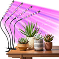 Indoor Plant Grow Light, Full Spectrum Clip Plant Lamp, 40 LED Beads with Red, Blue, White Light, Plant Growing Light with Gooseneck, 4/8/12/18H Timer, 10 Brightness Levels, 3 Lighting Modes, 4 Head