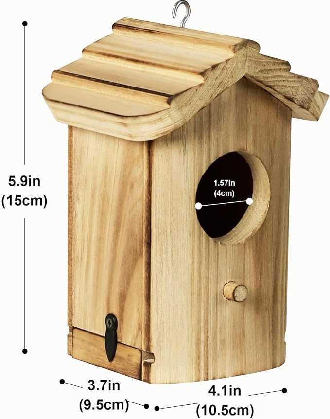 Hanging Hummingbird House for Outdoors, Wooden Mini Bird House, Durable Nesting Box for Hummingbird, Weather-Resistant Hummingbird House (Dimensions 5.9 * 3.7 * 4.1 inch)