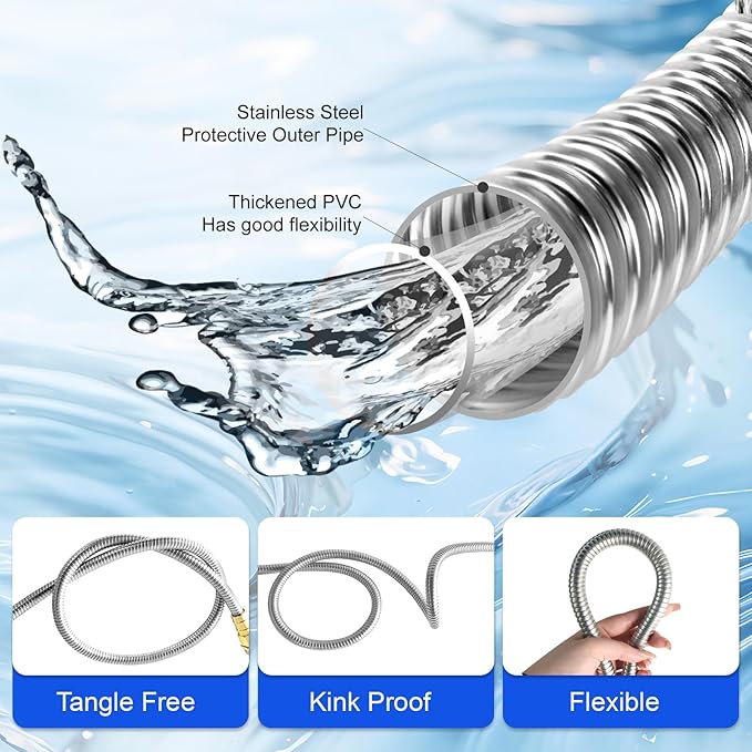 Short Metal Garden Hose 10 ft – 304 Stainless Steel Water Hose Leader, Flexible Hose Extension, Small Lightweight Hose Extender,No Kink Outdoor Hose (10 ft)