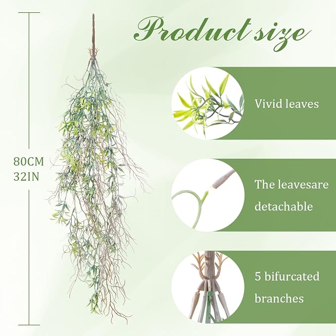 dallisten 4Pcs Fake Hanging Fern Plants for Outdoors, UV Resistant Artificial Ferns Greenery Vines Faux Trailing Plants for Indoor Wall Porch Wedding Boho Home Garden Decor(4PCS WhiteGreen Ferns)