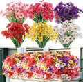 Artificial Outdoor Flowers 30 Bundles UV Resistant Fake Flowers No Fade Faux Plastic Plants Garden Porch Window Box Porch Farmhouse Hanging Decor(Mix Six Colors)