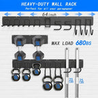 CBWLWJ Garage Tool Organizer Wall Mount, 64 inch Garage Wall Organizer, 680lbs Sturdy Garden Tool Organizer with 9 Adjustable Hooks, for Yard, Shed, Basement, Workshop(Black)