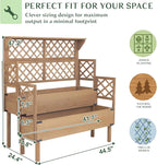 Raised Garden Bed with Trellis, 47''H Outdoor Flower Plant Stand with Two Planting Areas, Top Shelf, Liner, Elevated Garden Beds for Climbing Plants, Herb, Gift for Gardening, Brown