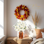 Muhanjia Artificial Daisy Flowers in Amber Glass Vase with Faux Water,9Pcs White Artificial Silk Flowers with Stems for Centerpiece (Daisy)