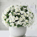 26Pcs Geranium Artificial Flowers for Outdoors Decoration Geranium Silk Flowers Outsides UV Resistant Garden Plants Faux Flower for Front Door Garden Porch Planter Patio Balcony Yard Indoor (White)