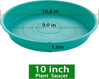 6 Pack of 10 inch Plant Saucer Blue, Heavy Duty Plastic Plant Saucer 10 inch Round, Flower Plant Saucers for Indoors, Plant Trays for Planter 8"/9"/10" (10", Teal)