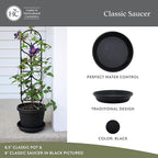 The HC Companies 10 Inch Classic Round Plant Saucer, Lightweight UV-Resistant Plastic Outdoor & Indoor Flower Pot Tray, 4-Pack Plant Pot Trays for Garden & Home Decor, Black