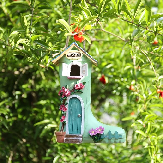 Yinns Birdhouse, Hanging Bird House for Wild Bird Outside Decorative Rain Boot Bird House for Home Garden Decor