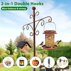 Bird Feeder Pole for Outdoors Heavy Duty Squirrel Proof, 2 Pack 92 Inch Adjustable Tall Shepherds Hooks for Outdoor with 7 Prongs Base, Double Shepherd Hooks (2 Pack Copper, 92 Inch)