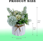 Artificial Potted Flowers, Small Ceramic Vase Fake Flower Plants Desktop Decoration Indoor for Home and Office, Faux Flowers Hydrangea Decora for Table,Bookshelf,Bedroom,Living Room,Party.(Green)