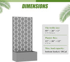 Casaphoria Metal Raised Garden Bed with Trellis, 59"x30"x12" Planter Box for Climbing Plants, Vegetables & Vines, Features Drainage Holes and Privacy Screen, Grey-Square