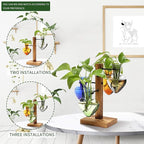 Plant Terrarium Propagation Stations with Wooden Stand, Glass Vase for Indoor Hydroponics Home Garden Office Decoration Gift for Women - 4 Love Bulb Vase