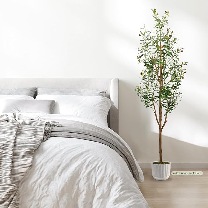4FT Artificial Olive Tree - Indoor Tall Faux Olive Trees with Planter&Basket, Large Fake Olive Silk Tree Realistic Olive Plants with Branches and Fruits for Home Decor Office Living Room