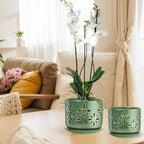 6+5 Inch Orchid Pots with Holes, Ceramic Orchid Pots for Repotting, Healthy Air Circulation Plant Pots for Plant Lovers, Planters for Indoor Plants -2 Pack