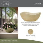 Classic Home and Garden Arc Unique Planter Bowl w/Drain Plug - UV Resistant Shallow Planter - Modern Plant Pot for Herbs (12” Desert)