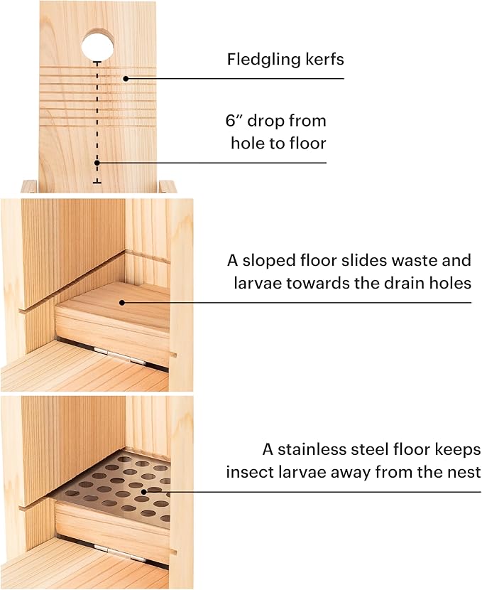 WHITEHORSE Bluebird House - Weatherproof Bird House for Outdoors - Cedar Birdhouse Built to NABS Specs - Nest Box for Western Bluebirds, Tree Swallows, Nuthatches & More (22” Floor)