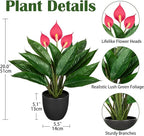 GnFlus 20'' Realistic Pink Anthurium Artificial Plant, Fake Potted Plants for Home Office Farmhouse Kitchen Bathroom Table Shelf Decor
