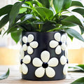 GUGUGO Colorful Flowers Planters Cute Unique Rainbow Planter with Drainage, Vintage Retro Flower Plant pots for Indoor Plants, Eclectic Succulent Gardening Pot for Boho Modern Home Décor-Black
