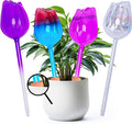 4Pcs No-Clog Glass Plant Watering Globes,Self Watering Planter Insert with Terracotta Watering Spikes,Water Bulbs for Indoor&Outdoor Plants,Vacation Plant Watering Devices,Tulip-Shaped