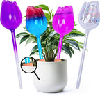 4Pcs No-Clog Glass Plant Watering Globes,Self Watering Planter Insert with Terracotta Watering Spikes,Water Bulbs for Indoor&Outdoor Plants,Vacation Plant Watering Devices,Tulip-Shaped