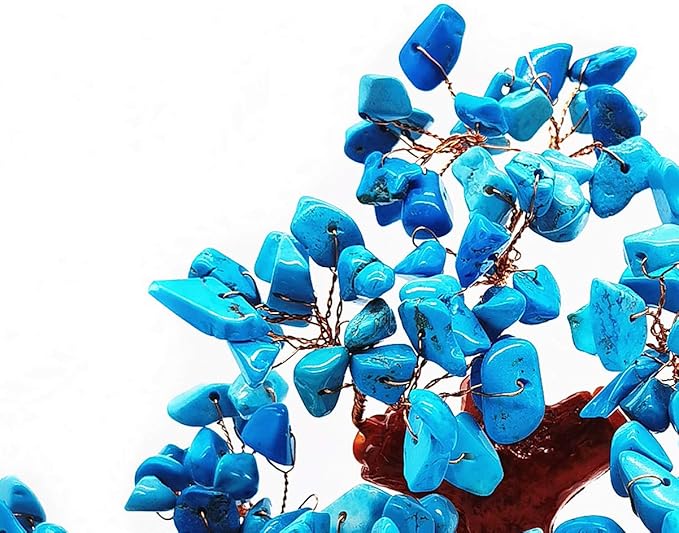 Colorsheng Feng Shui Quartz Crystal Money Tree Bonsai Style Decoration for Luck and Wealth (Blue)