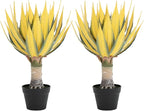 Artificial Green Edged Gold Leaf Spiny Agave Plant with 23 Leaves, 23.62in Faux Agave for Indoor & Outdoor Home Decor Perfect for Porch Living Room Bedroom Patio & Office（2 Pack）