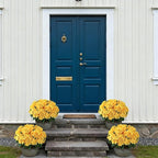FOTEEWL 8 Bundles Artificial Hydrangea Flowers for Outdoor Decor, Realistic Faux Silk Bouquets Sun-Resistant Fake Plants for Front Door Balcony Farmhouse Garden Home Spring Summer Decor (Yellow)