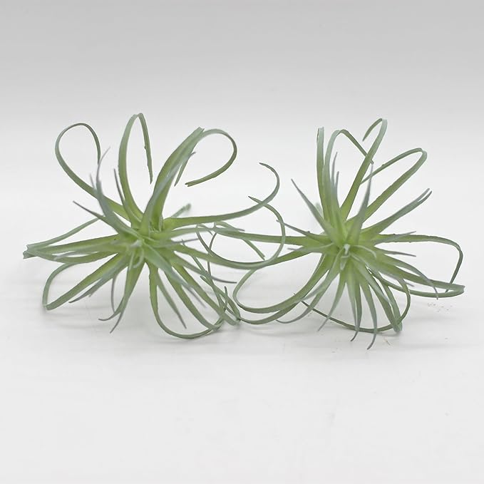 Small Artificial Air Plants Look Real Succulants Plant Faux Greenery Bromeliads for Garden Home Office Decoration (Green Flocking Air Plants)
