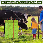 Qualirey Giant Sticky Fly Traps, Fly Strips for Indoor Outdoor Hanging Flying Tapes Non Toxic Ribbon Fruit Gnat Killer for Mosquito Plants House Horse Stable(29.53ft,Fluorescent Green,1 Pcs)