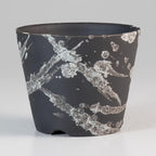 Wazakura Shigaraki Series Small Handmade Ceramic Bonsai Pot with Drainage Hole, Made in Japan, Garden Trainning Contanaire, Flower Succulent Houseplant Planter - White Brush Strokes