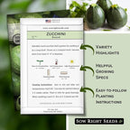 Sow Right Seeds - Round Zucchini Seed for Planting - Non-GMO Heirloom Packet with Instructions to Plant a Home Vegetable Garden - Unique Globe Squash - Summer Vining Variety (1)