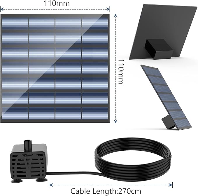 AISITIN DIY Solar Water Pump Kit for Water Feature Outdoor, Solar Powered Water Fountain Pump with 6 Nozzles for Bird Bath, Ponds, Garden, Fish Tank