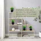 GREENTIME 4 Pack Fake Plants in Black Pot Mini Artificial Eucalyptus Potted Plant Small Faux Grass Greenery Potted for Indoor Home Office Farmhouse Bathroom Table Decoration