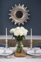 KaBloom - Bouquet of 12 Fresh White Roses (Farm-Fresh, Long-Stem) with Vase - Fresh Flowers for Birthday, Valentine's & Mother's Day