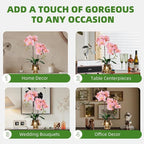 CXGS Orchids Artificial Flowers Realistic Fake Flowers in Ceramic Vase 20" Pink Faux Plants Indoor Lifelike Soft PU Phalaenopsis for Centerpiece Hotel Home Decor