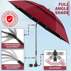 2 Pack 48.6" Double Canopy Umbrella with Clamp, UPF50+ Beach Chair Umbrella with clip, 360°Adjustable Portable Outdoor Wheelchair, Patio, Golf Carts,Camping(Not Include Chair)