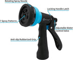 AUTOMAN EVA Recoil Garden Hose 25ft - Includes 7 Pattern Spray Nozzle,Curly Water Hose 25 Foot,Watering Hose Coil,Retractable,Corrosion Resistant Garden Coil Hose.Blue