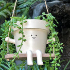 Swing Face Planter Pot Hanging Cute Flower Head Planters - Unique Sitting Sway Pots Indoor Outdoor Plants Succulent Pot String of Pearls Plant Live Resin Flower Pots Gift Ideals for Mother, Christmas
