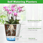 Vanslogreen Orchid Pots with Holes, 6 Inch Self Watering Orchid Pot 2 Pack Plastic Plant Pots for Orchid, Flower (White)