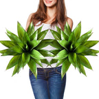 JUSTOYOU 28" Artificial Agave Plants Outdoor Large Fake Agave Plants Faux Succulents for Outdoor Indoor Home Front Porch Decor (2, Green)
