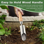 Small Bulb Planter Tool, Bulb Planter for Breaking Through Soil, Stainless Steel Bulbs Planters Tool, Small Bulbs Digger with Comfortable Wood Handle/Sharp Edge(Color:Silver)