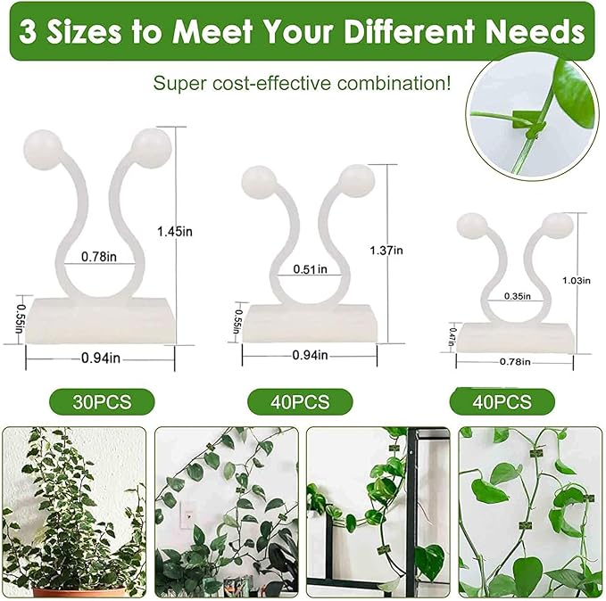 Plant Clips-Plant Climbing Wall Fixture Clips 110PCS, Invisible Clips For Climbing Plants，Self-Adhesive plant wall clips For Plant Support, Sticky Plant Fixture Clips Plant Holder For Pothos