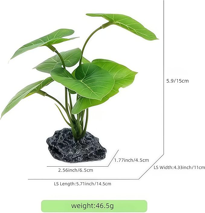 JGbaby Artificial Aquarium Plants,Fish Tank Decorations Betta Leaf Hammock 7in Realistic Silk & Plastic Plants, Hideout Decor for Betta. Goldfish,Reptiles,Small Tanks (Green Type-A)