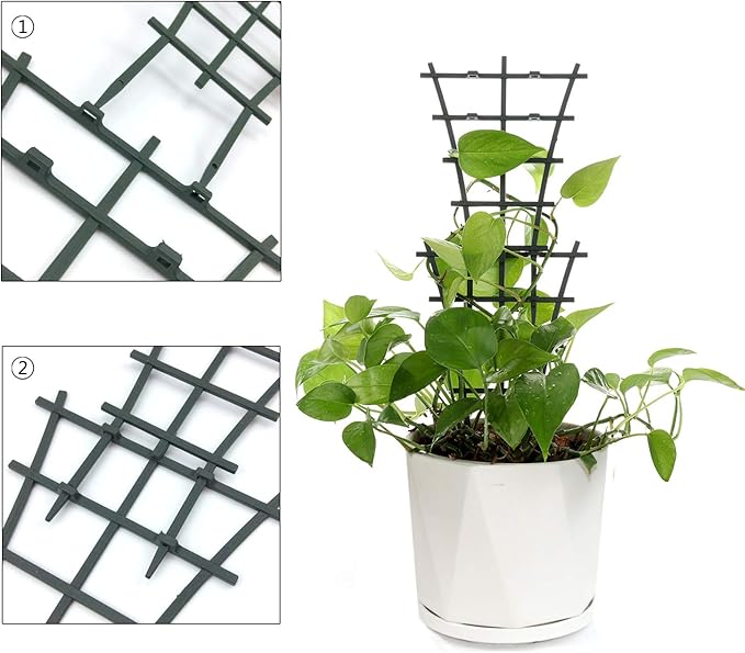 Feitore Plant Trellis Indoor, 6Pcs Stackable Plant Trellis for Climbing Plants Indoor, Small Plant Climbing Trellis for Potted Plants Plastic Climbing Plant Support Trellis for Houseplant Hoya Pothos